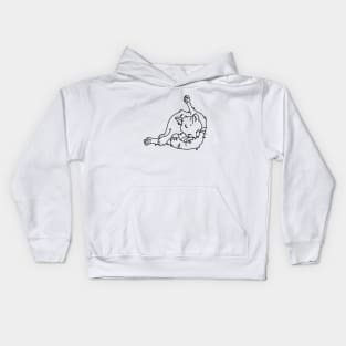 Bad Line Art Cat Lick.. Black Kids Hoodie